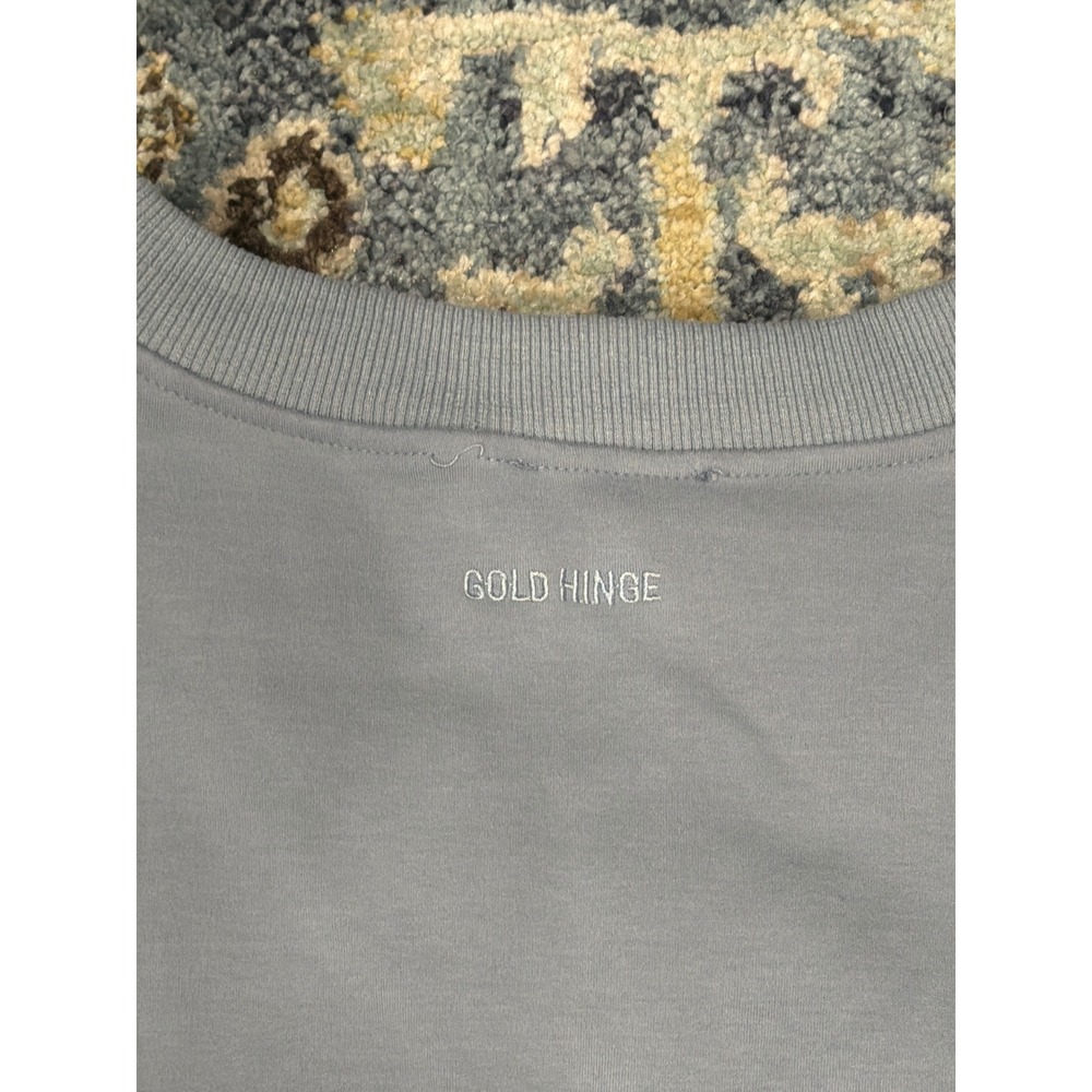 Gold Hinge Cropped Sweatshirt Women Large Blue V-Neck Pullover EUC - Picture 5 of 5